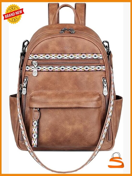 Handbags - Small PU Leather Backpack Purse with 14 Pockets RFID Water Resistant Anti-Theft